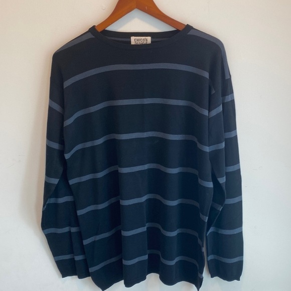 Chicos silk blend striped sweater top - Picture 1 of 5